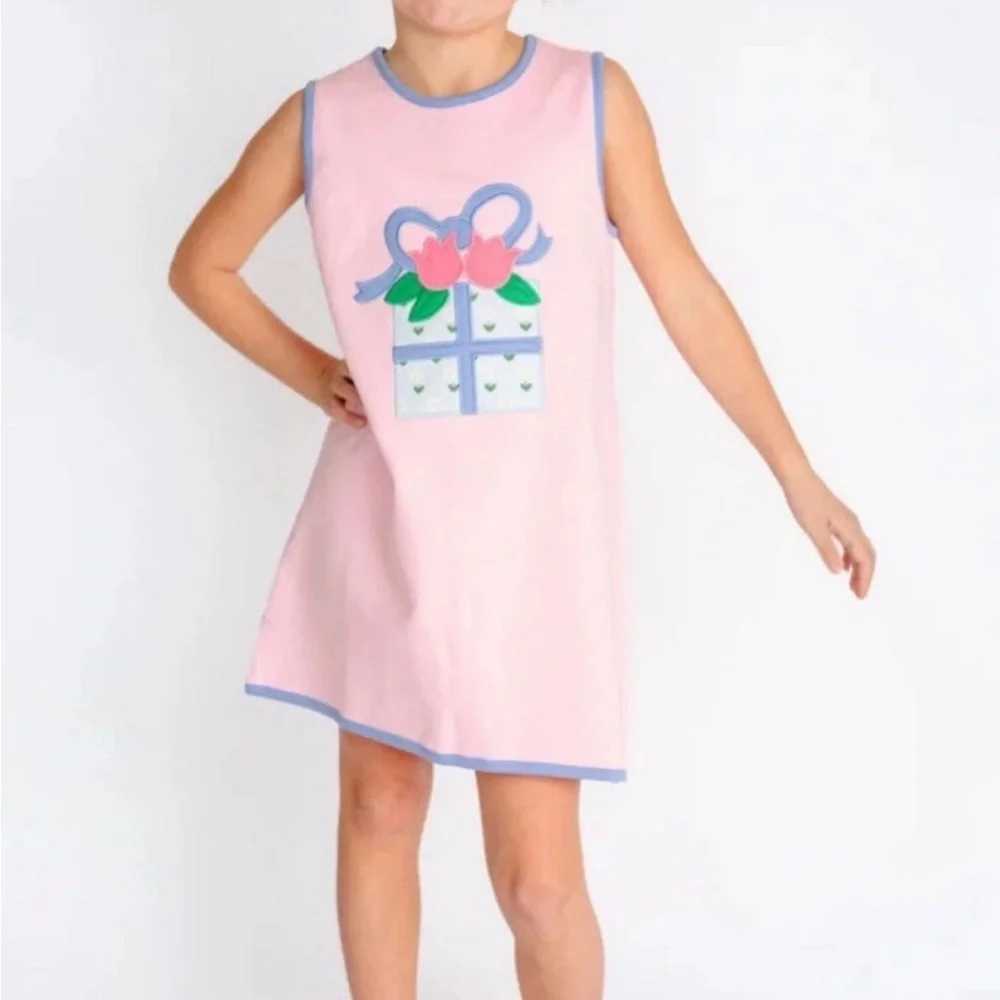 RARE NEW THE BEAUFORT BONNET COMPANY girls annie apron dress in pink